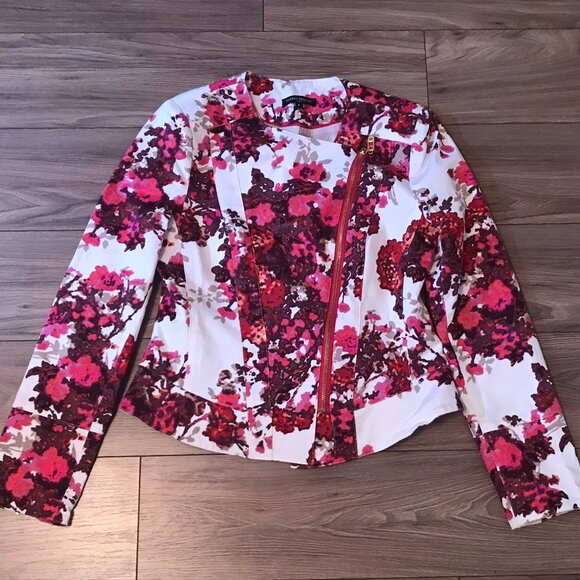 Mario Serrani Moto Blazer Jacket Floral Size 4 - Picture 1 of 6